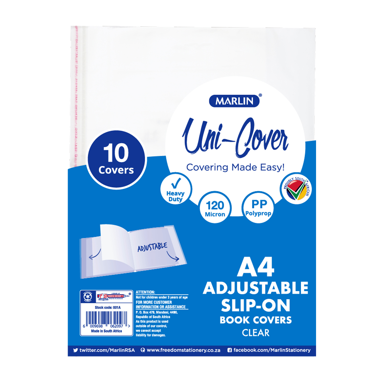 Marlin Adjustable Book Covers A4 10’s 120 Micron