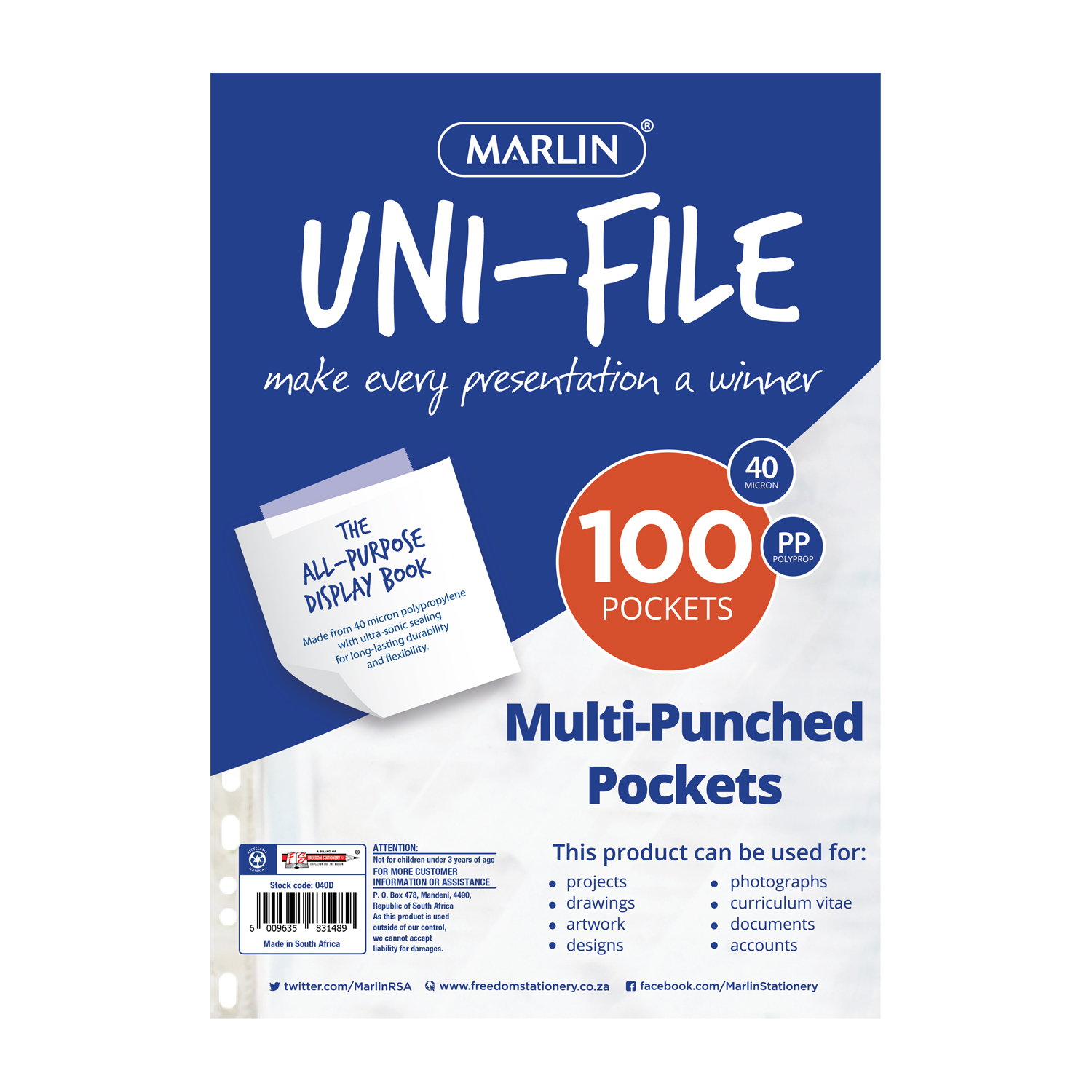 Marlin Multipunch Pockets -100's 40 Micron
