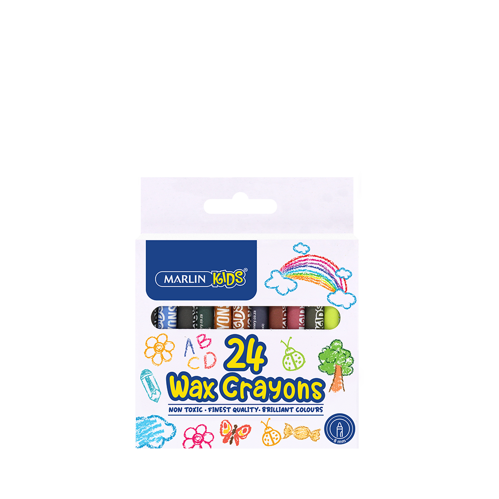 Marlin Kids Wax Crayons 8mm 24’s