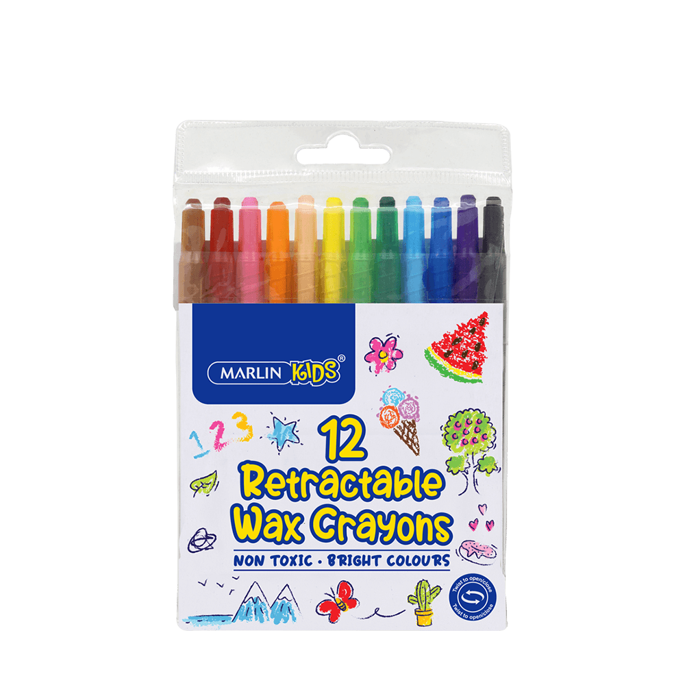 Marlin Kids Retractable Wax Crayons 12’s