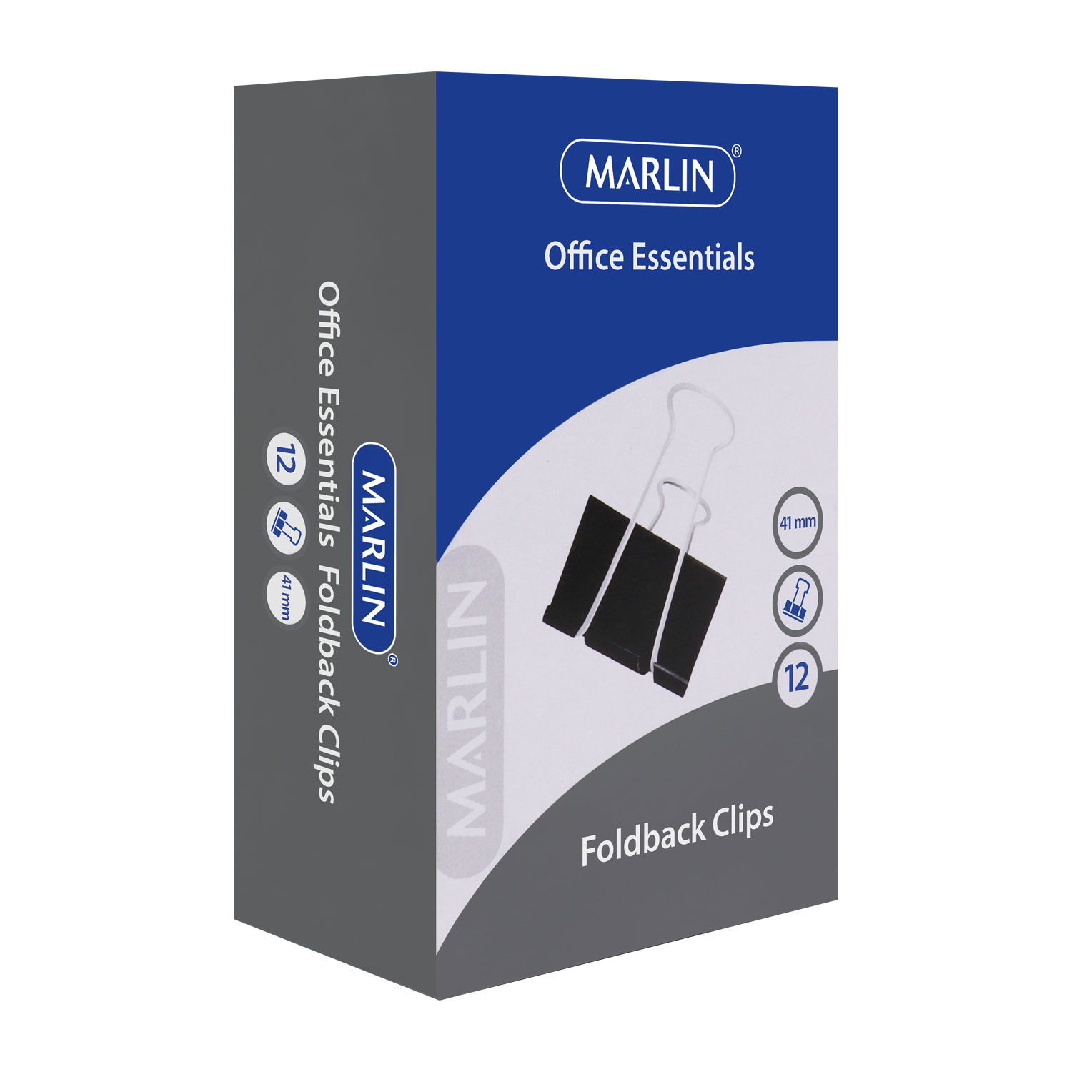 Marlin Office Essentials Fold Back Clips 41mm 12’s