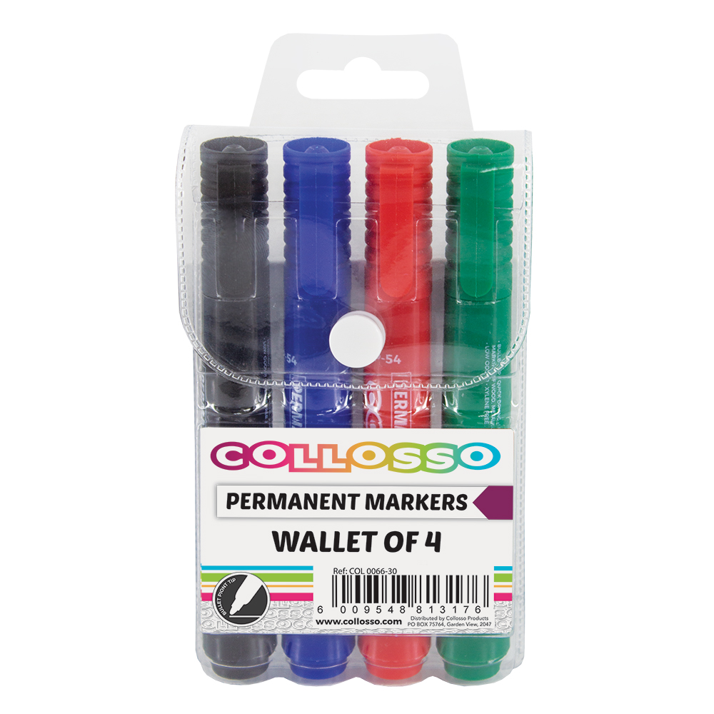 Permanent Markers Bullet Point Wallet of 4