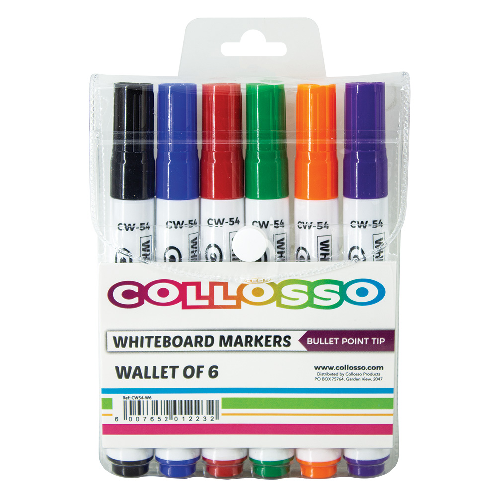 Whiteboard Markers Bullet Point Wallet of 6