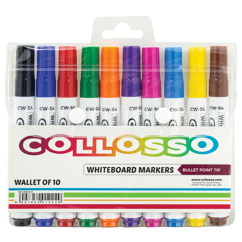 Whiteboard Markers Bullet Point Wallet of 10 Black