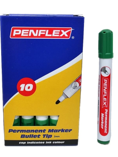 PM15-Permanent-Marker-Bullet-Tip-Box-10-Green (1)