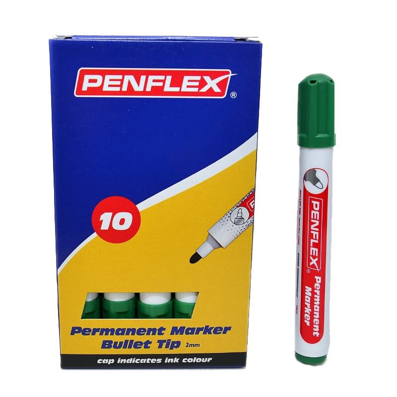 PM15-Permanent-Marker-Bullet-Tip-Box-10-Green (1)