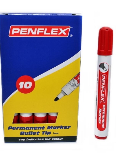 PM15-Permanent-Marker-Bullet-Tip-Box-10-Red (1)