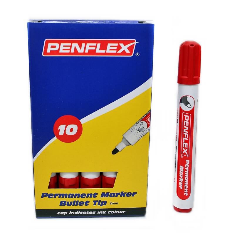 PM15-Permanent-Marker-Bullet-Tip-Box-10-Red (1)