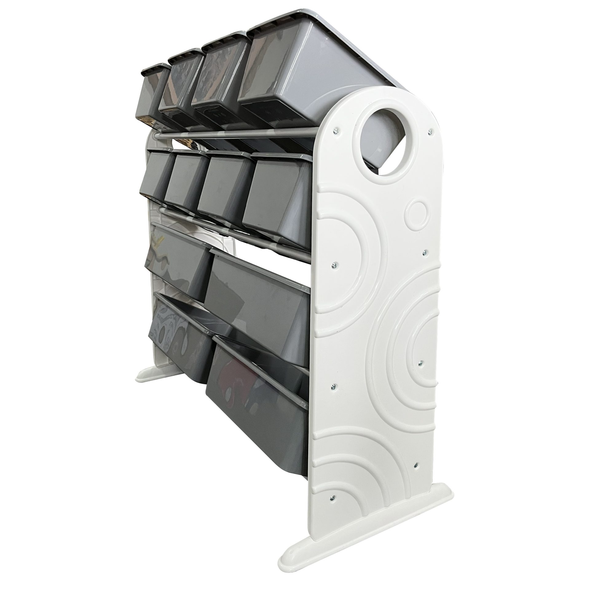 Plastic Storage Rack 12 Bin Grey - Image 2