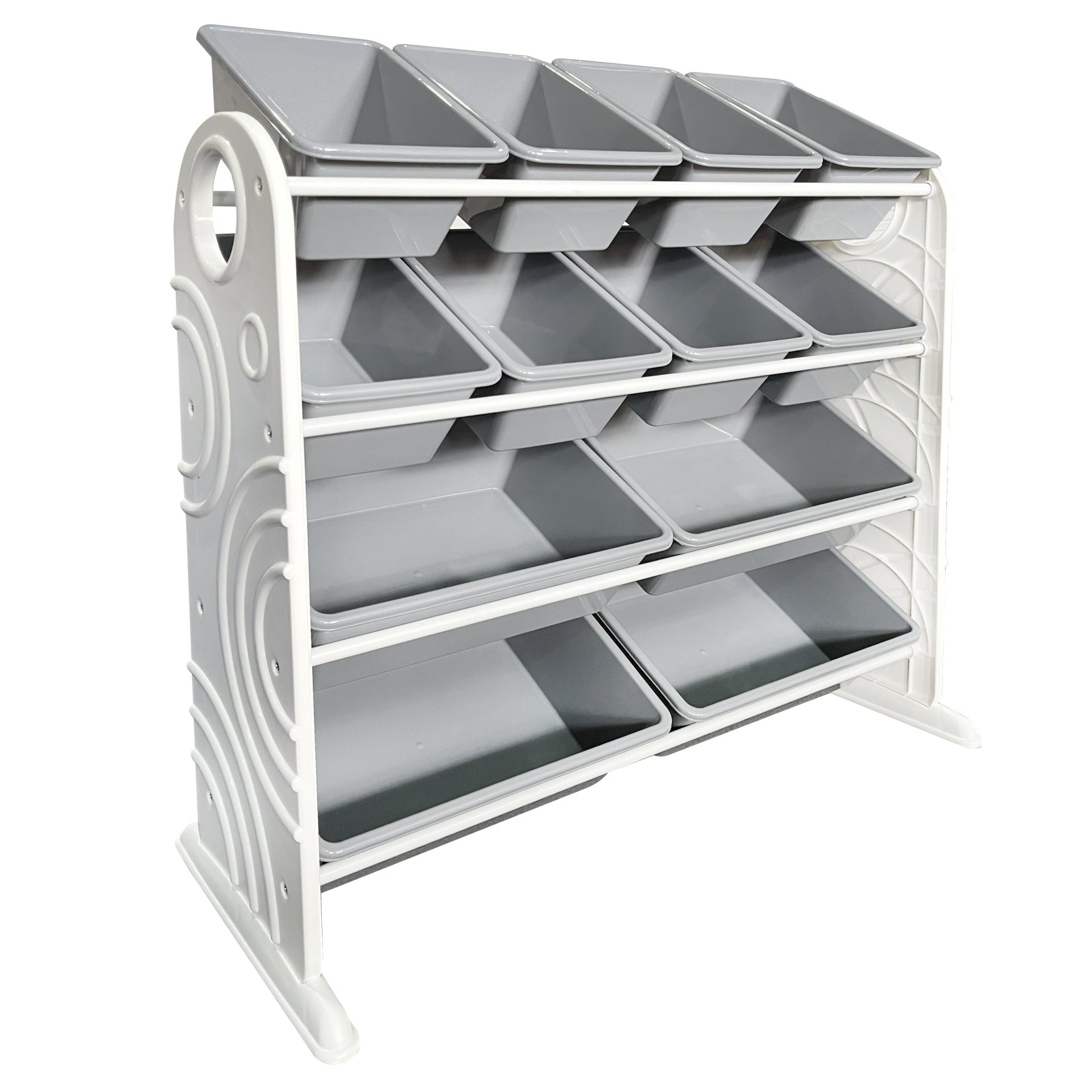 Plastic Storage Rack 12 Bin Grey - Image 3